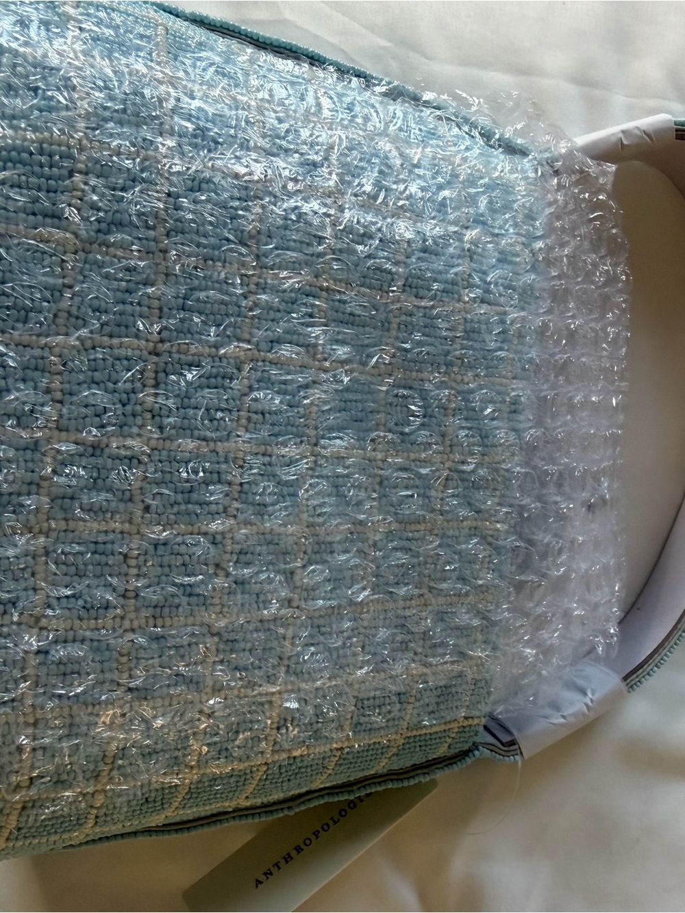 Anthropologie Beaded Blue Shoulder Bag with Lemon Accent and White patchwork - Picture 6 of 9
